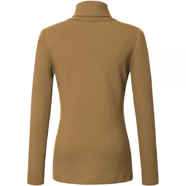 Urban CoCo Womens Turtleneck Slim Fitted Long Sleeve Sweatshirt Active Base Layer Tops ShirtsCashew