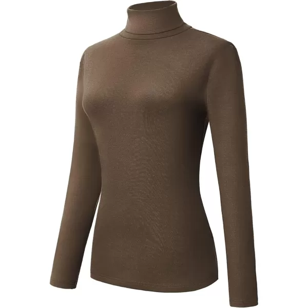 Urban CoCo Womens Turtleneck Slim Fitted Long Sleeve Sweatshirt Active Base Layer Tops ShirtsCoffee