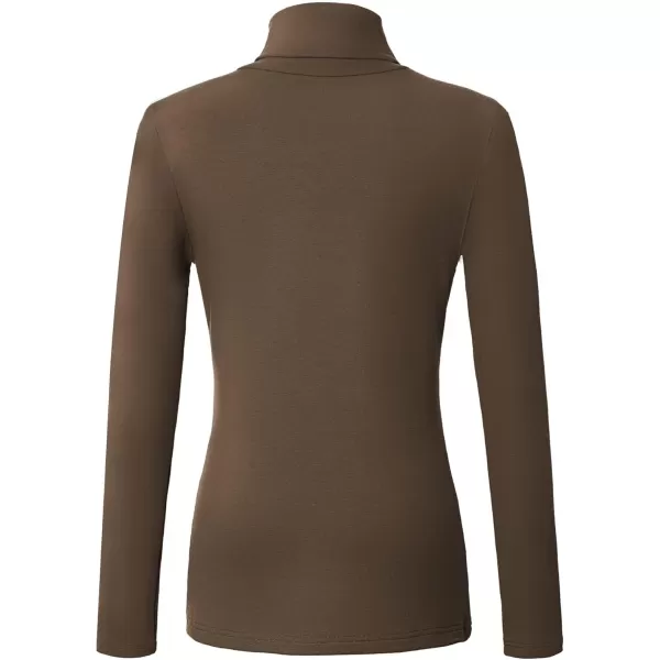 Urban CoCo Womens Turtleneck Slim Fitted Long Sleeve Sweatshirt Active Base Layer Tops ShirtsCoffee