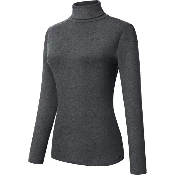 Urban CoCo Womens Turtleneck Slim Fitted Long Sleeve Sweatshirt Active Base Layer Tops ShirtsGrey
