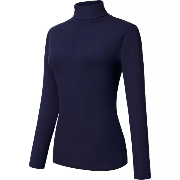 Urban CoCo Womens Turtleneck Slim Fitted Long Sleeve Sweatshirt Active Base Layer Tops ShirtsNavy Blue