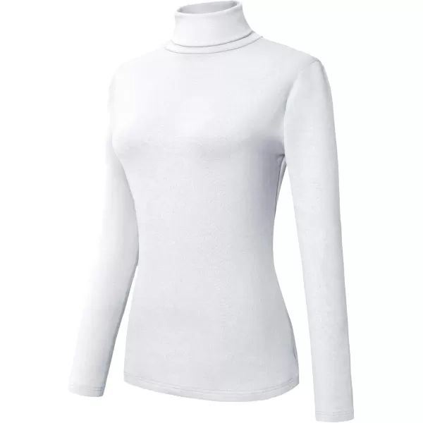 Urban CoCo Womens Turtleneck Slim Fitted Long Sleeve Sweatshirt Active Base Layer Tops ShirtsWhite