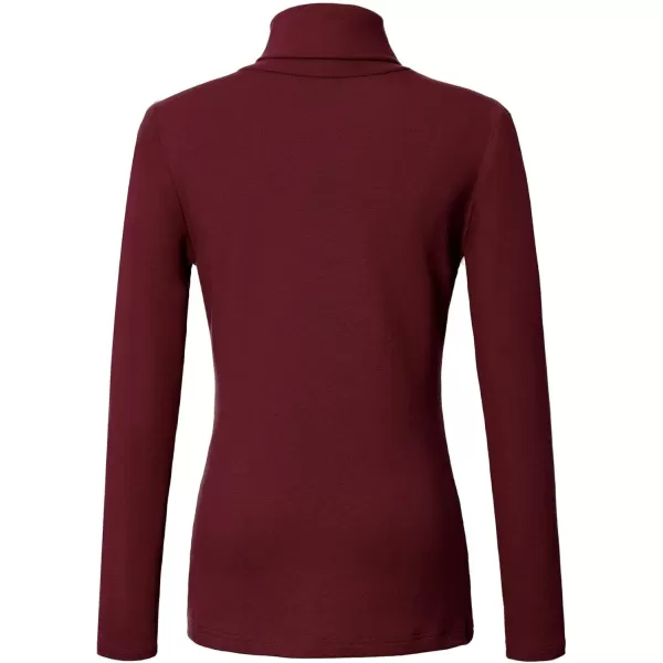 Urban CoCo Womens Turtleneck Slim Fitted Long Sleeve Sweatshirt Active Base Layer Tops ShirtsWine Red
