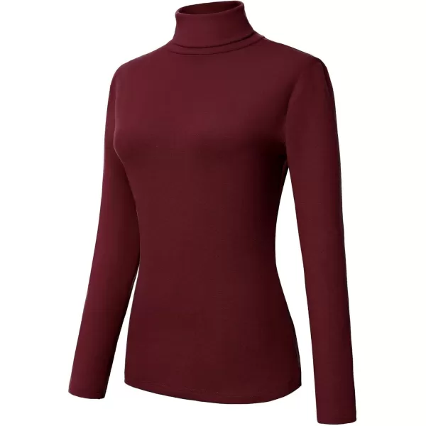 Urban CoCo Womens Turtleneck Slim Fitted Long Sleeve Sweatshirt Active Base Layer Tops ShirtsWine Red