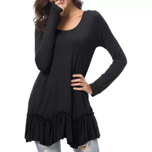 Urban CoCo Womens Casual Tshirt Solid Long Sleeve Tunic TopsBlack