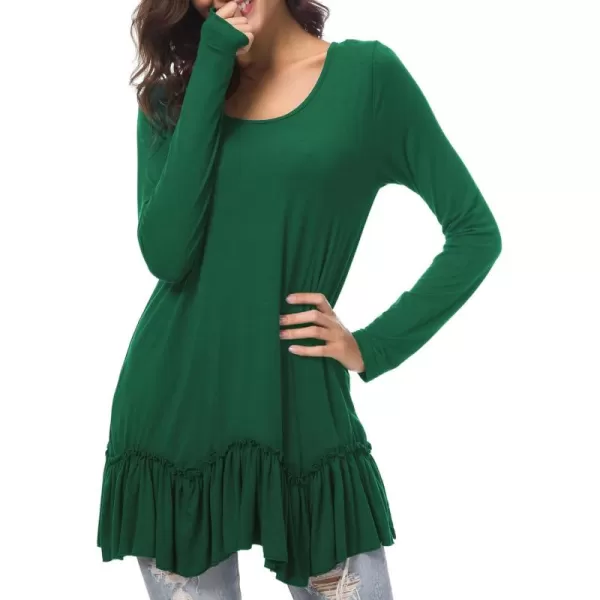 Urban CoCo Womens Casual Tshirt Solid Long Sleeve Tunic TopsDark Green