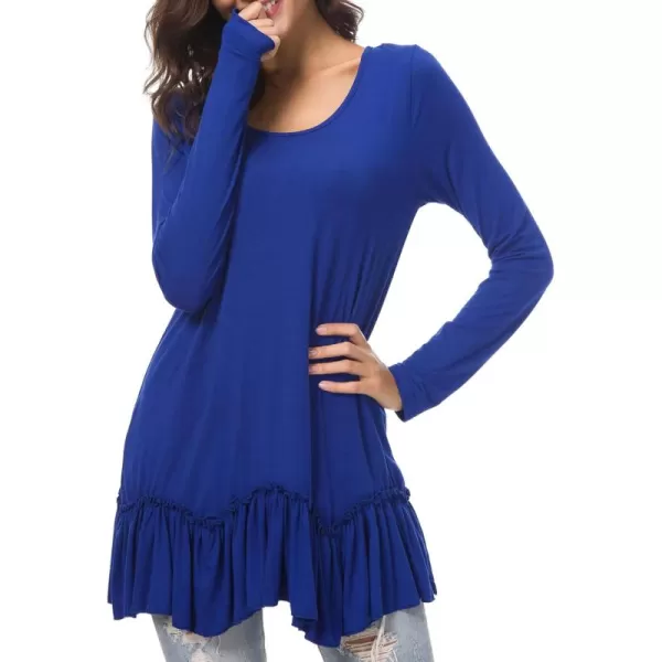 Urban CoCo Womens Casual Tshirt Solid Long Sleeve Tunic TopsRoyal Blue