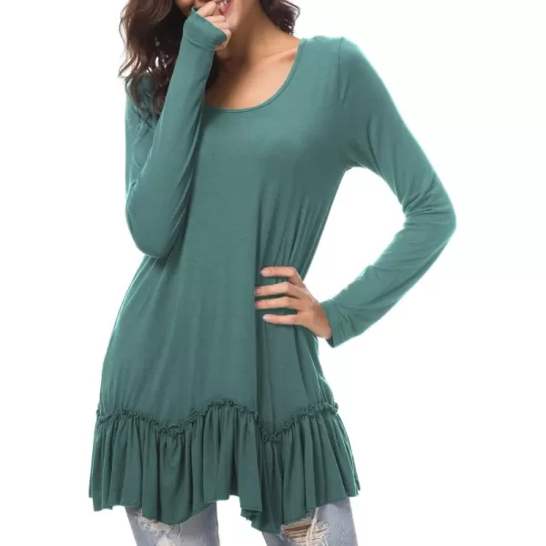 Urban CoCo Womens Casual Tshirt Solid Long Sleeve Tunic TopsSmoke Green
