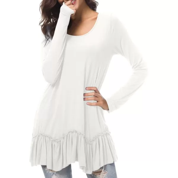 Urban CoCo Womens Casual Tshirt Solid Long Sleeve Tunic TopsWhite