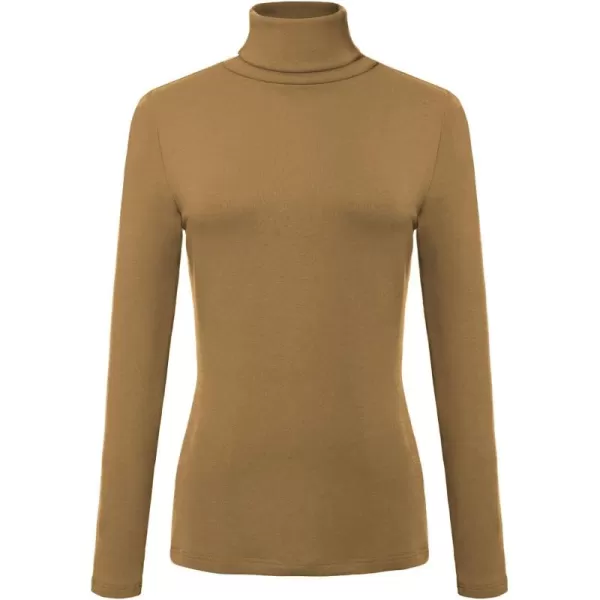 Urban CoCo Womens Turtleneck Slim Fitted Long Sleeve Sweatshirt Active Base Layer Tops ShirtsCashew