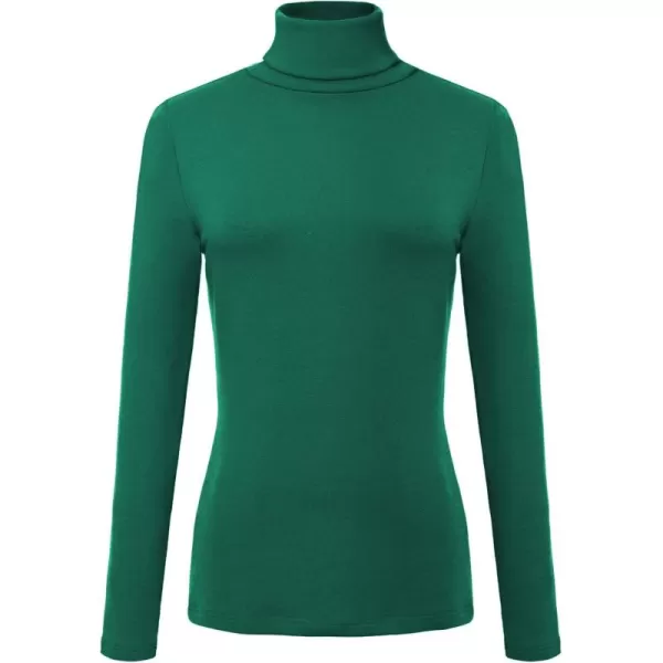 Urban CoCo Womens Turtleneck Slim Fitted Long Sleeve Sweatshirt Active Base Layer Tops ShirtsDark Green