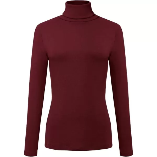Urban CoCo Womens Turtleneck Slim Fitted Long Sleeve Sweatshirt Active Base Layer Tops ShirtsWine Red