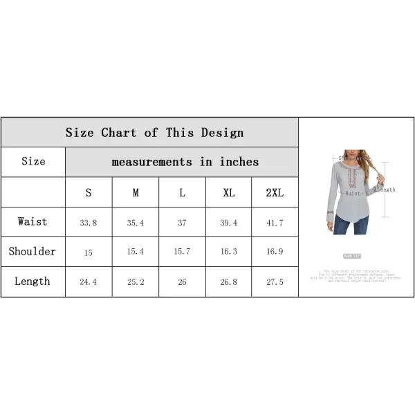 Urban CoCo Womens Long Sleeve Boho Shirt Embroidered TopDeep Grey