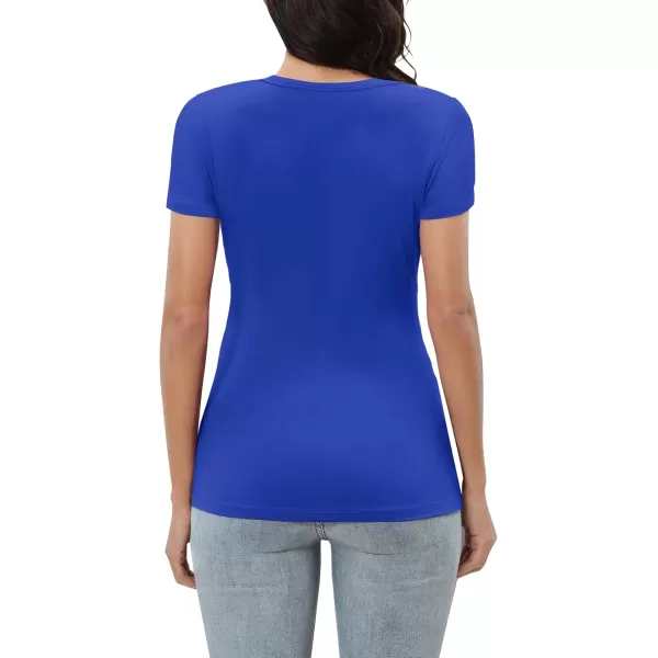 Urban CoCo Womens Short Sleeve Slim Fitted T Shirt Square Neck Stretchy Basic Tops TeeRoyal Blue
