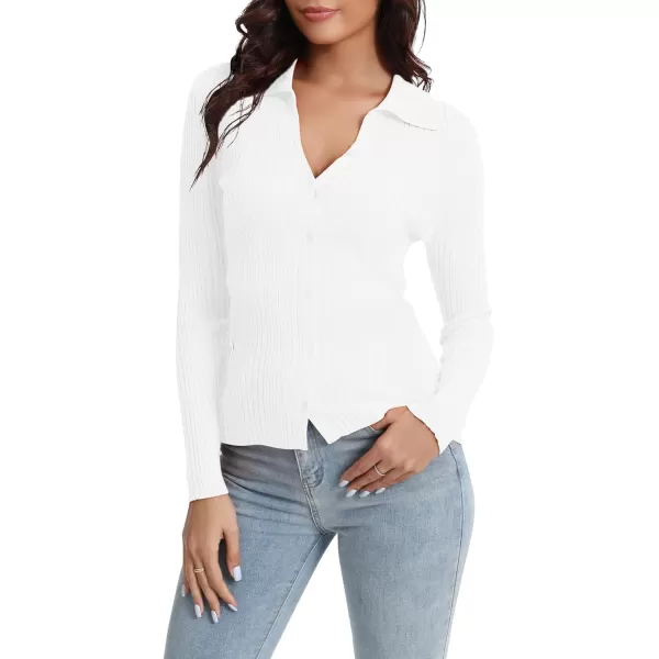 Urban CoCo 2024 Womens Knit Cardigan Sweaters Lightweight Long Sleeve Button Down Knitted ShirtsWhite