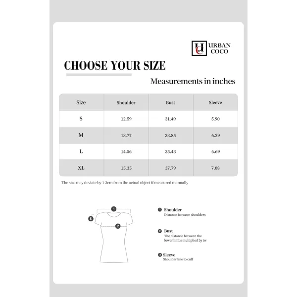 Urban CoCo Womens Crewneck Short Sleeve Slim Fit TShirt Summer Casual Ribbed Basic Tee TopsBlack