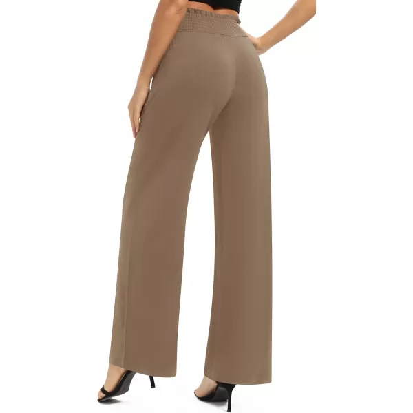 Urban CoCo Womens Solid Wide Leg Palazzo Lounge Pants Casual Straight Leg High Waist Stretch PantsCamel