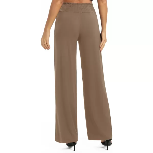 Urban CoCo Womens Solid Wide Leg Palazzo Lounge Pants Casual Straight Leg High Waist Stretch PantsCamel