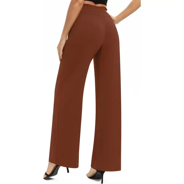 Urban CoCo Womens Solid Wide Leg Palazzo Lounge Pants Casual Straight Leg High Waist Stretch PantsCaramel