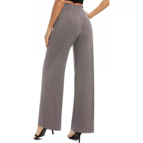 Urban CoCo Womens Solid Wide Leg Palazzo Lounge Pants Casual Straight Leg High Waist Stretch PantsChocolate