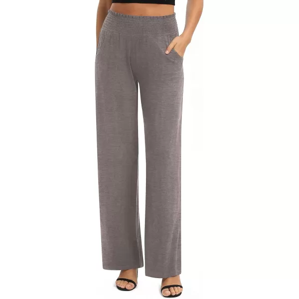 Urban CoCo Womens Solid Wide Leg Palazzo Lounge Pants Casual Straight Leg High Waist Stretch PantsChocolate