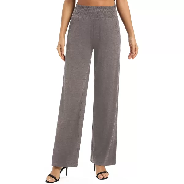 Urban CoCo Womens Solid Wide Leg Palazzo Lounge Pants Casual Straight Leg High Waist Stretch PantsChocolate