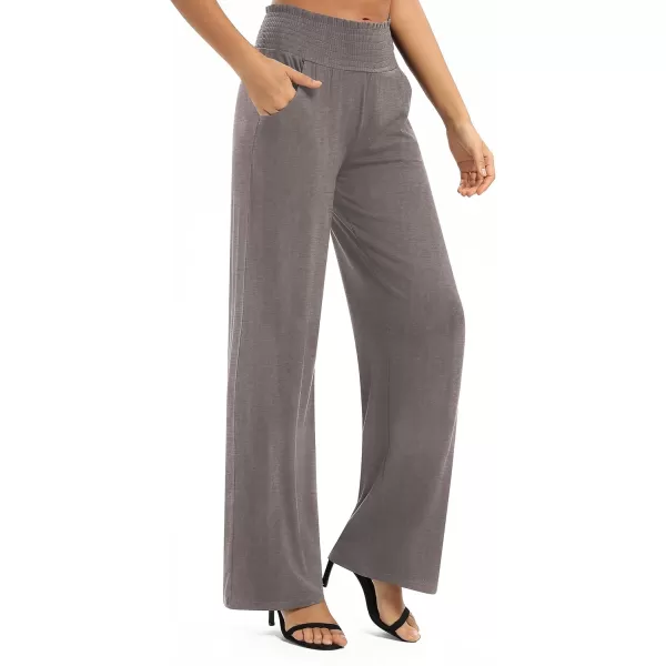 Urban CoCo Womens Solid Wide Leg Palazzo Lounge Pants Casual Straight Leg High Waist Stretch PantsChocolate