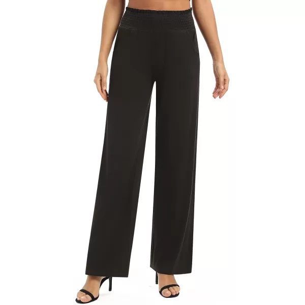 Urban CoCo Womens Solid Wide Leg Palazzo Lounge Pants Casual Straight Leg High Waist Stretch PantsCoffee