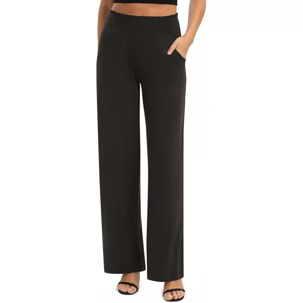 Urban CoCo Womens Solid Wide Leg Palazzo Lounge Pants Casual Straight Leg High Waist Stretch PantsCoffee