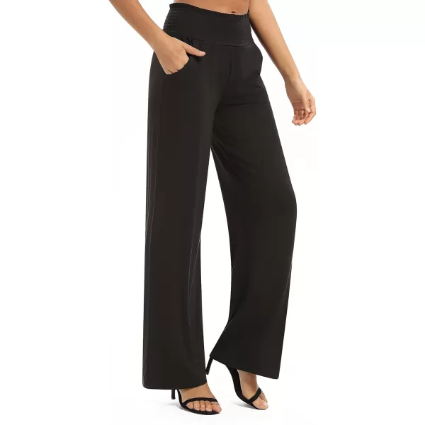 Urban CoCo Womens Solid Wide Leg Palazzo Lounge Pants Casual Straight Leg High Waist Stretch PantsCoffee