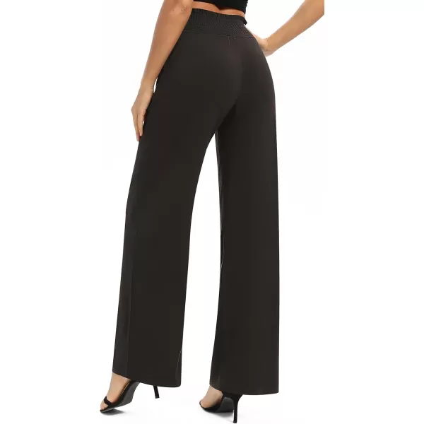 Urban CoCo Womens Solid Wide Leg Palazzo Lounge Pants Casual Straight Leg High Waist Stretch PantsCoffee