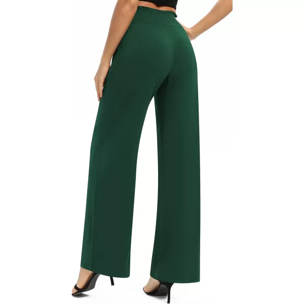 Urban CoCo Womens Solid Wide Leg Palazzo Lounge Pants Casual Straight Leg High Waist Stretch PantsDark Green