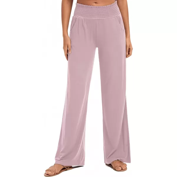 Urban CoCo Womens Solid Wide Leg Palazzo Lounge Pants Casual Straight Leg High Waist Stretch PantsLavender