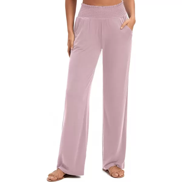 Urban CoCo Womens Solid Wide Leg Palazzo Lounge Pants Casual Straight Leg High Waist Stretch PantsLavender