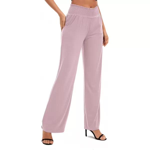 Urban CoCo Womens Solid Wide Leg Palazzo Lounge Pants Casual Straight Leg High Waist Stretch PantsLavender