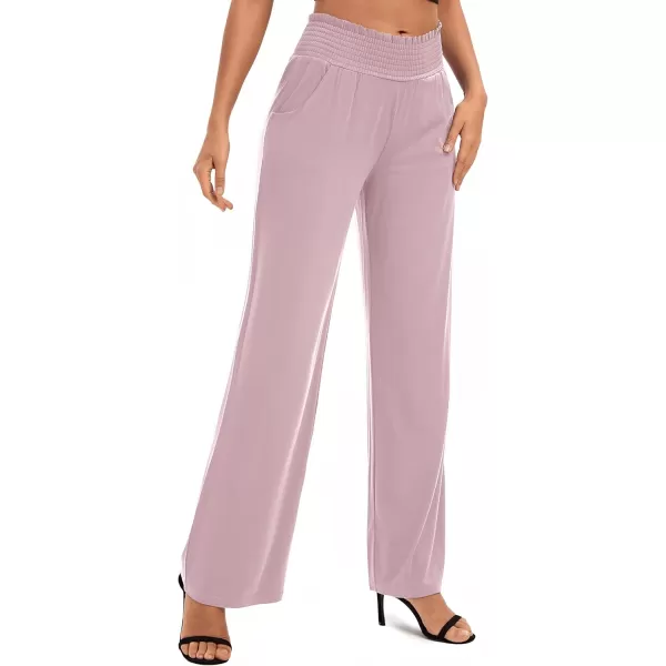 Urban CoCo Womens Solid Wide Leg Palazzo Lounge Pants Casual Straight Leg High Waist Stretch PantsLavender