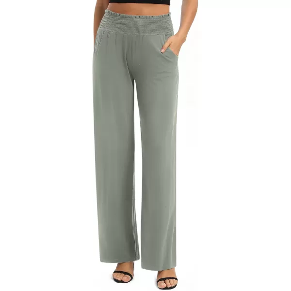 Urban CoCo Womens Solid Wide Leg Palazzo Lounge Pants Casual Straight Leg High Waist Stretch PantsLight Gray