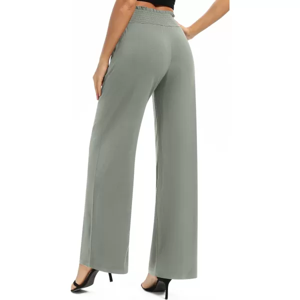 Urban CoCo Womens Solid Wide Leg Palazzo Lounge Pants Casual Straight Leg High Waist Stretch PantsLight Gray