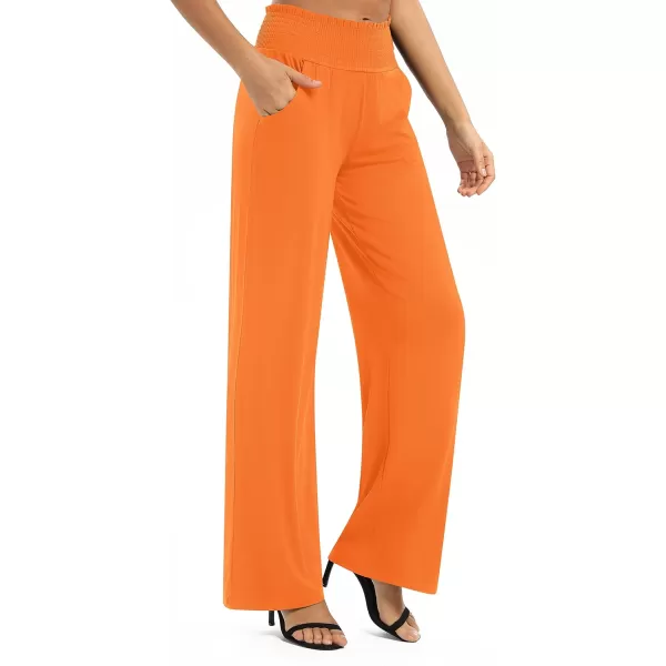 Urban CoCo Womens Solid Wide Leg Palazzo Lounge Pants Casual Straight Leg High Waist Stretch PantsOrange