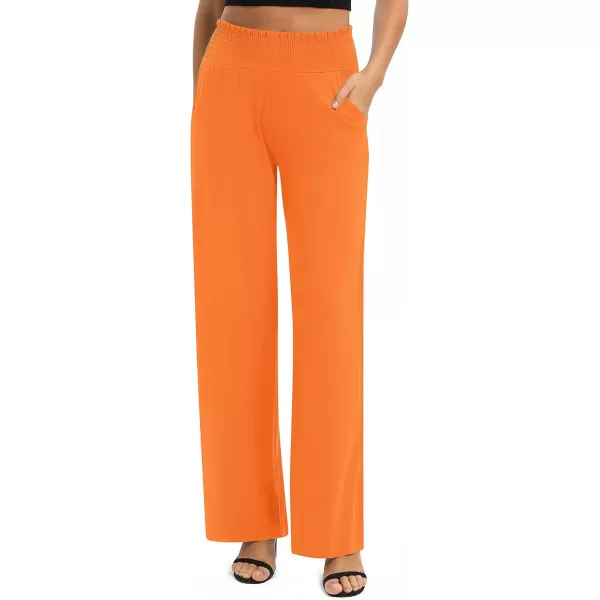 Urban CoCo Womens Solid Wide Leg Palazzo Lounge Pants Casual Straight Leg High Waist Stretch PantsOrange