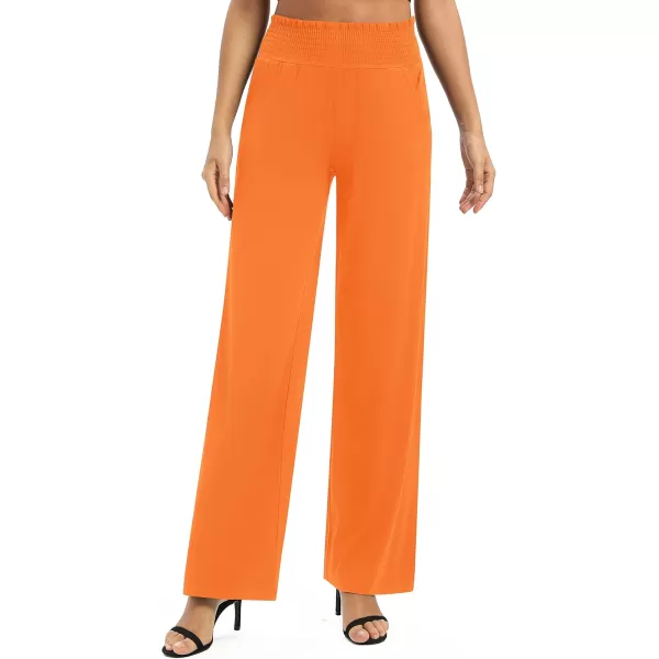 Urban CoCo Womens Solid Wide Leg Palazzo Lounge Pants Casual Straight Leg High Waist Stretch PantsOrange