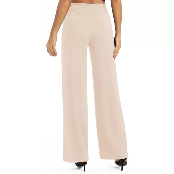Urban CoCo Womens Solid Wide Leg Palazzo Lounge Pants Casual Straight Leg High Waist Stretch PantsSilver Mink