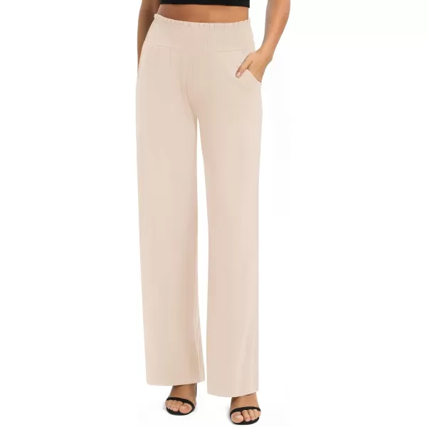 Urban CoCo Womens Solid Wide Leg Palazzo Lounge Pants Casual Straight Leg High Waist Stretch PantsSilver Mink