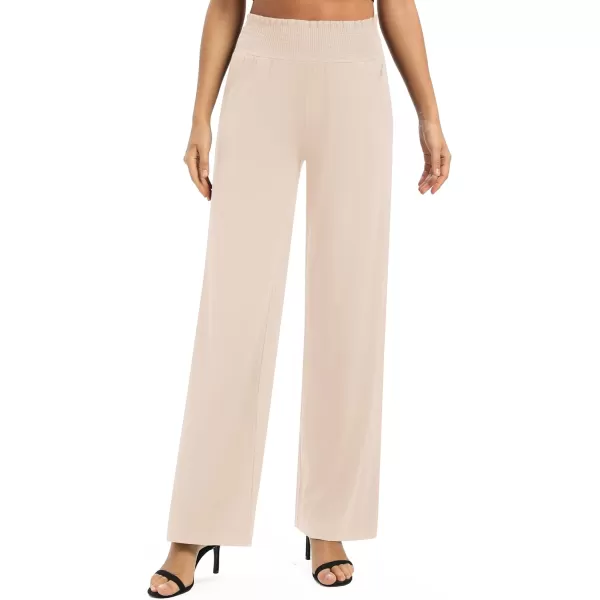 Urban CoCo Womens Solid Wide Leg Palazzo Lounge Pants Casual Straight Leg High Waist Stretch PantsSilver Mink