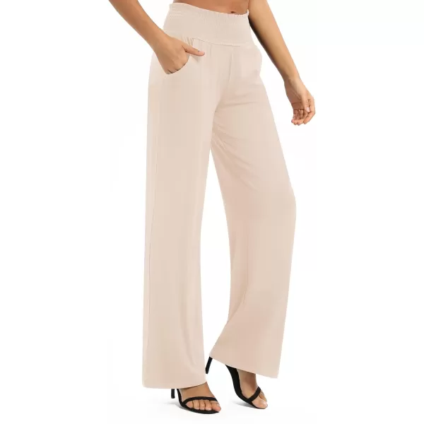 Urban CoCo Womens Solid Wide Leg Palazzo Lounge Pants Casual Straight Leg High Waist Stretch PantsSilver Mink