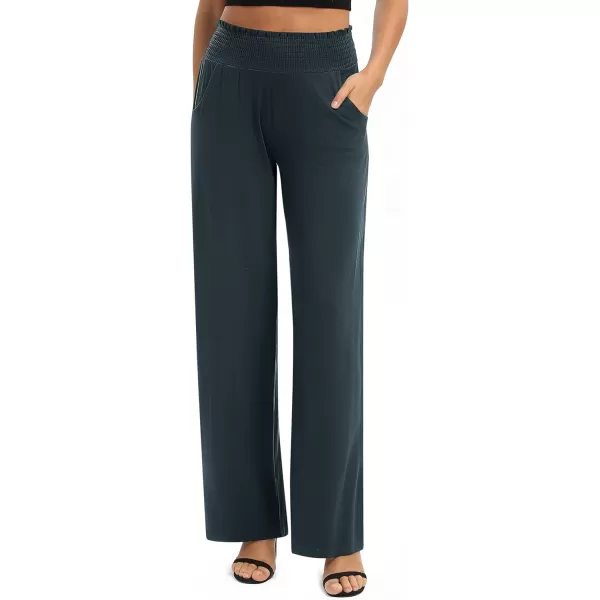 Urban CoCo Womens Solid Wide Leg Palazzo Lounge Pants Casual Straight Leg High Waist Stretch PantsSlate