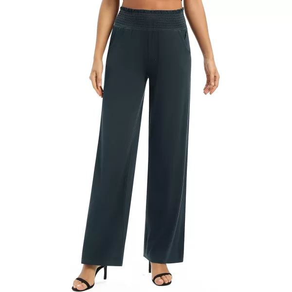 Urban CoCo Womens Solid Wide Leg Palazzo Lounge Pants Casual Straight Leg High Waist Stretch PantsSlate