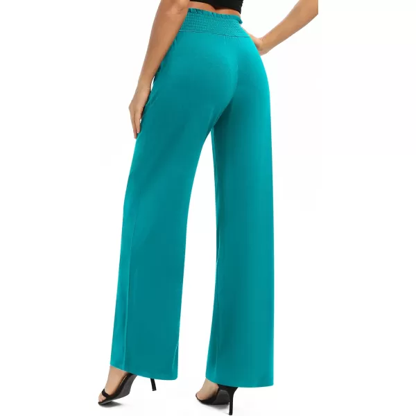 Urban CoCo Womens Solid Wide Leg Palazzo Lounge Pants Casual Straight Leg High Waist Stretch PantsTeal