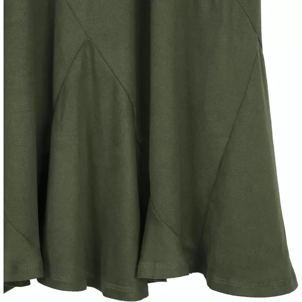 Urban CoCo Womens Vintage Elastic Waist ALine Long Midi SkirtArmy Green