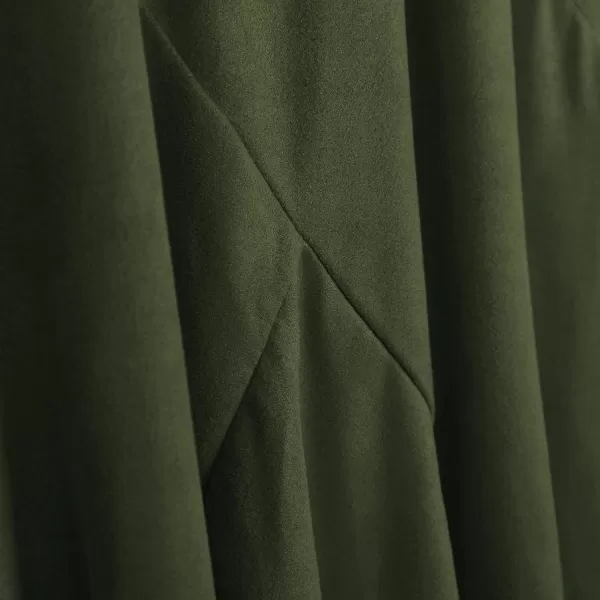 Urban CoCo Womens Vintage Elastic Waist ALine Long Midi SkirtArmy Green